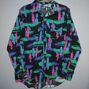 Vintage 90s all over print Wrangler cactus long sleeve button up shirt cowboy